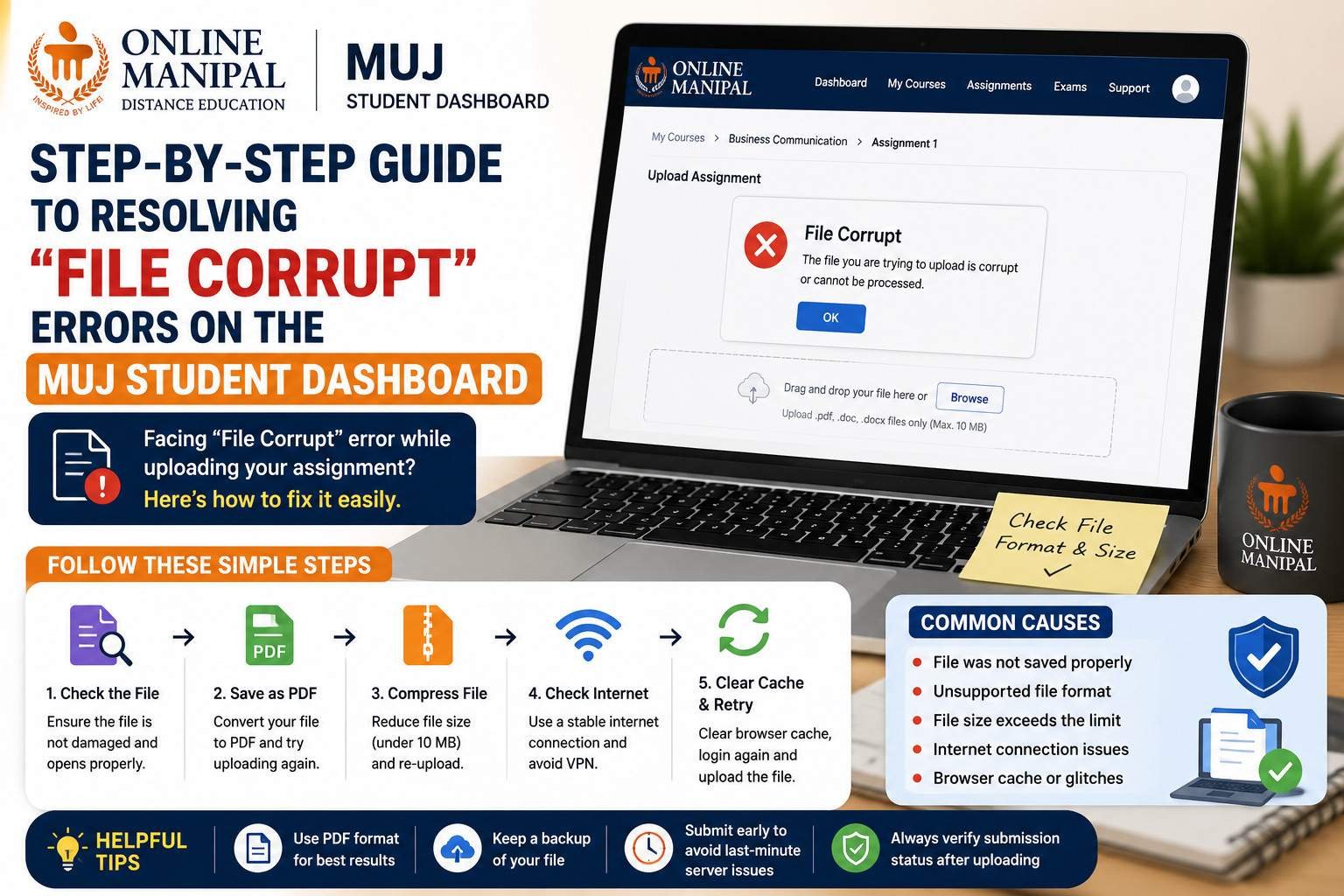 How to Fix File Corrupt Error on MUJ Student Dashboard