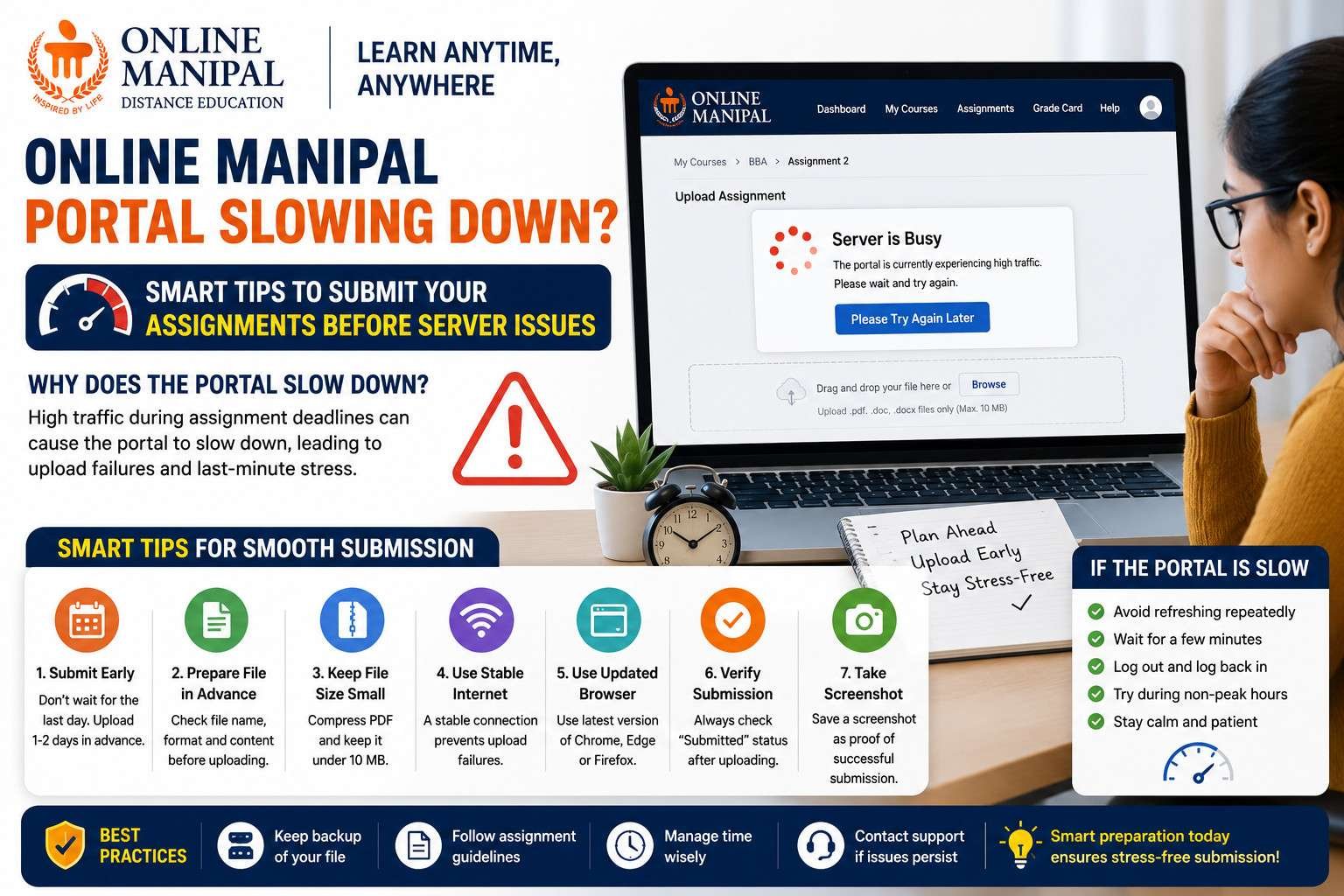 Online Manipal Portal Slow Tips to Submit Assignments Successfully